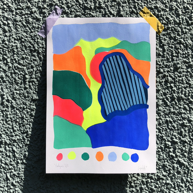 « Montagnes » v.2 -Sérigraphie aux pochoirs A3