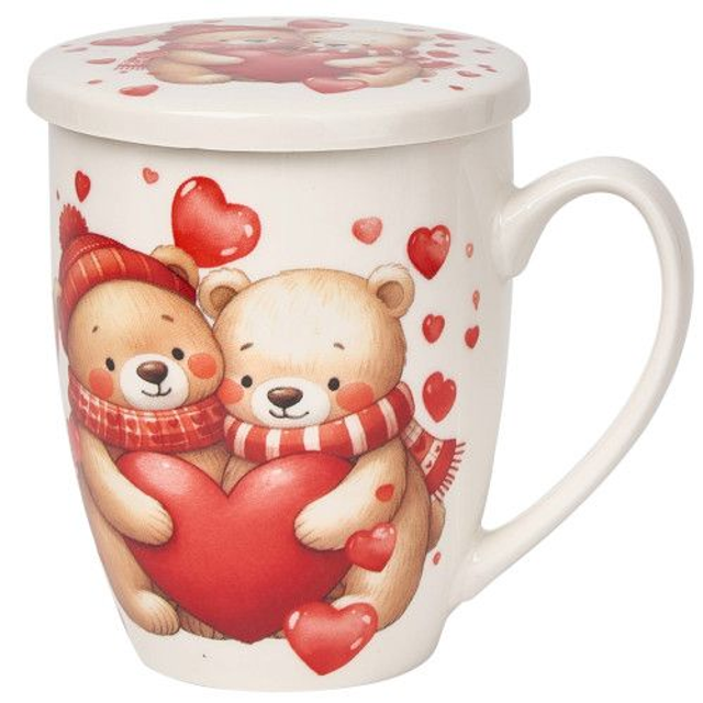Taza bears-heart, porc. 0,35 l. filtro y tapa. Incluye filtro de acero inoxidable, en caja de regalo. TAF74703