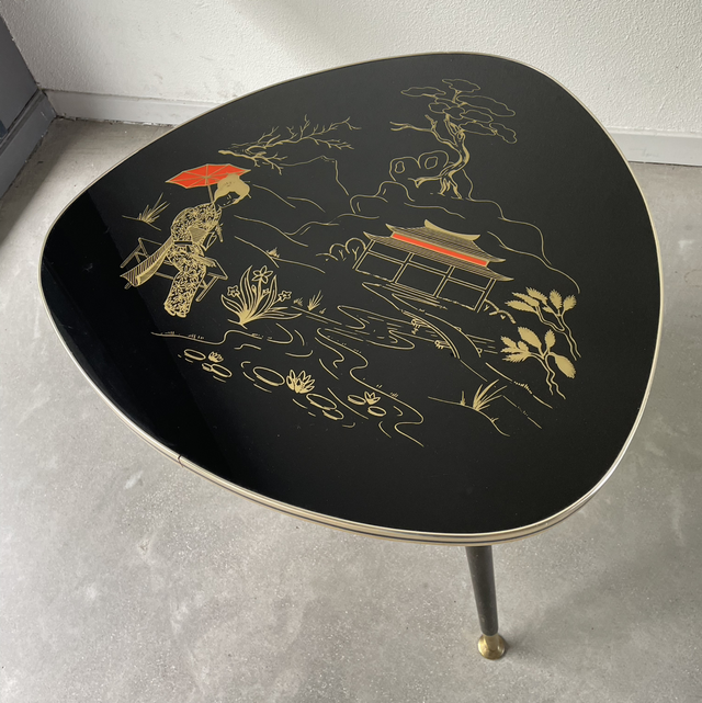Fifties table glas black and gold