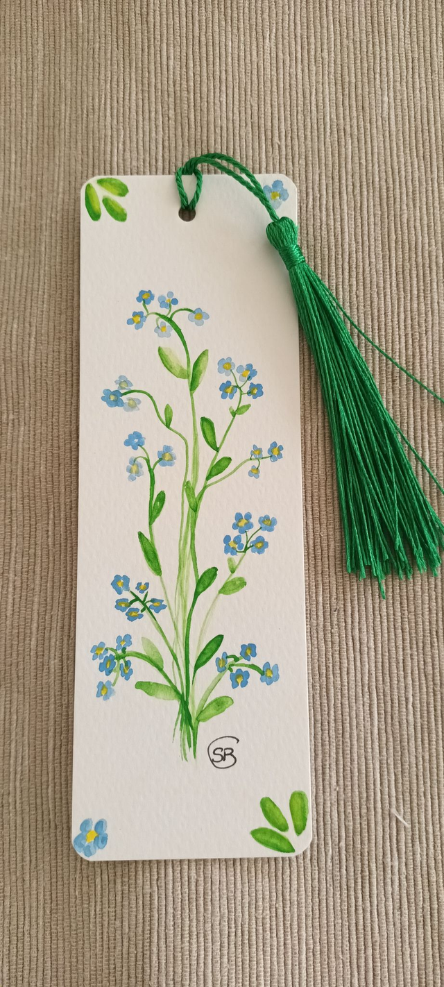 marque pages "fleurs bleues"