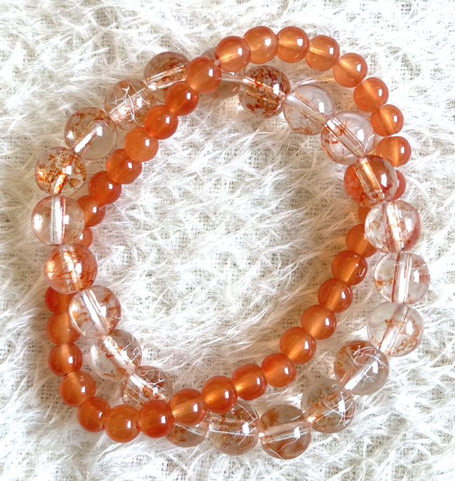B25 - Bracelet perles verre orangé