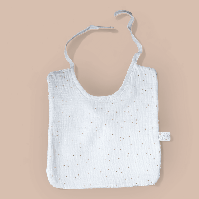 Bavoir classique Ecru à pois doré 