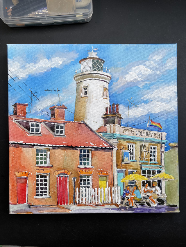 Southwold LightHouse. Original oil painting on canvas. 3D effect