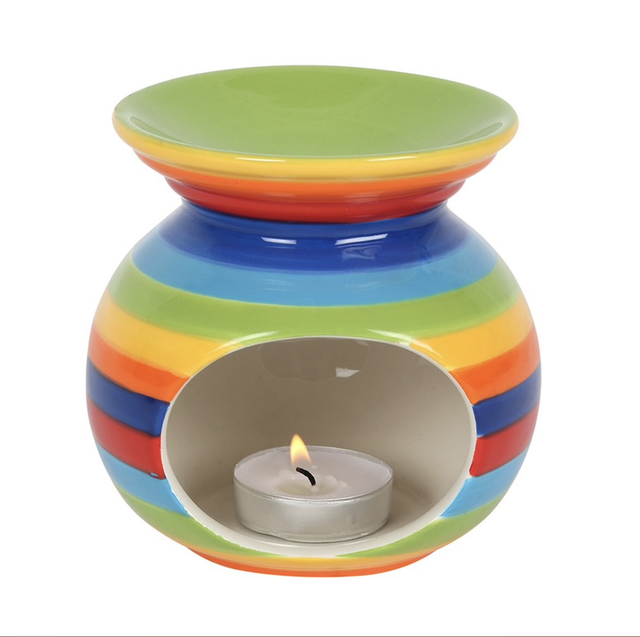 Rainbow stripe tea light burner 