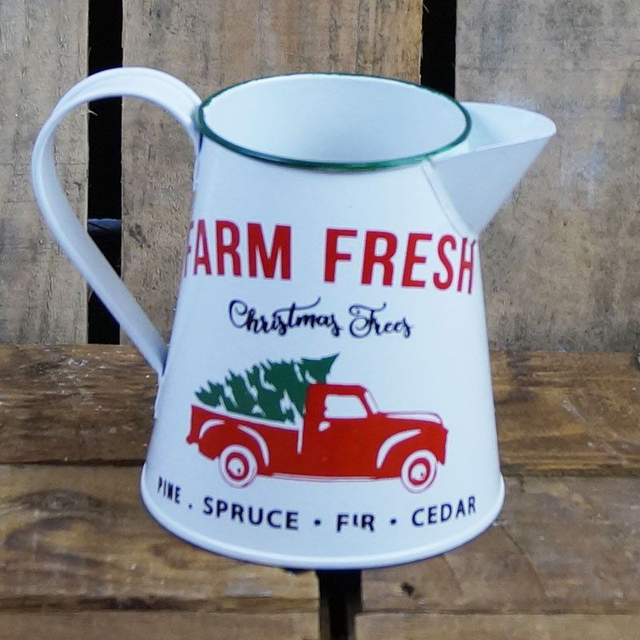 White Zinc Christmas Tree Jug - 12cm Tall