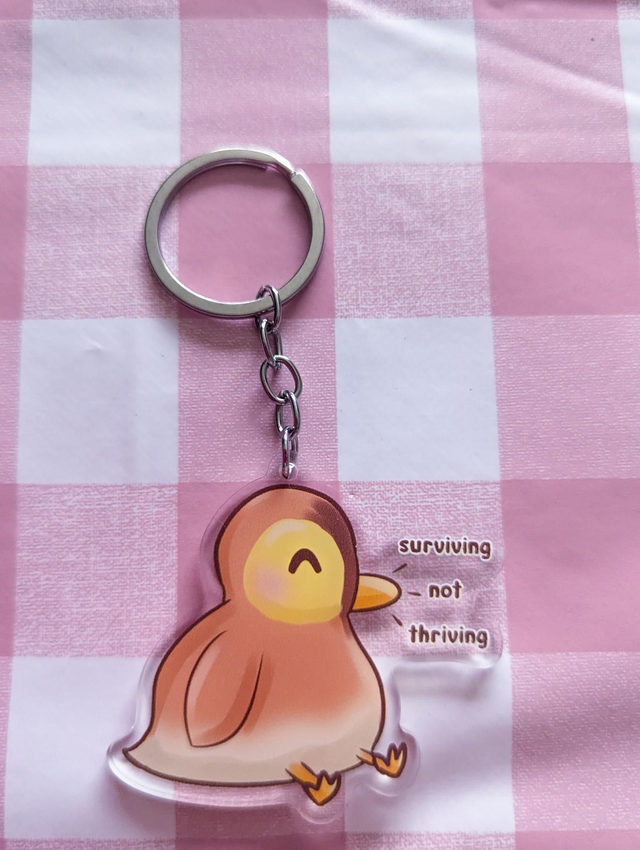 Surviving Not Thriving Duck Keyring - duck gifts, cute keychain, kawaii keychain, cute gifts, unique gifts, unusual gifts, keychain charms