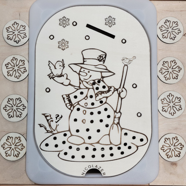 Insert sensoriel bois compatible trofast &quot;bonhomme de neige&quot;