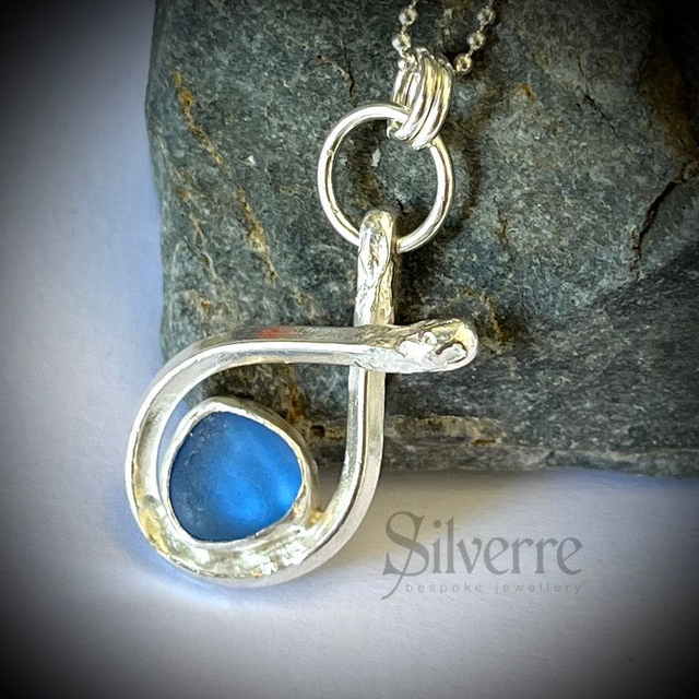 Ocean Tumbled Blue Sea Glass Pendant