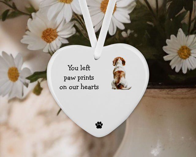 "Beagle"  Personalised Pet Memorial Ceramic Heart  