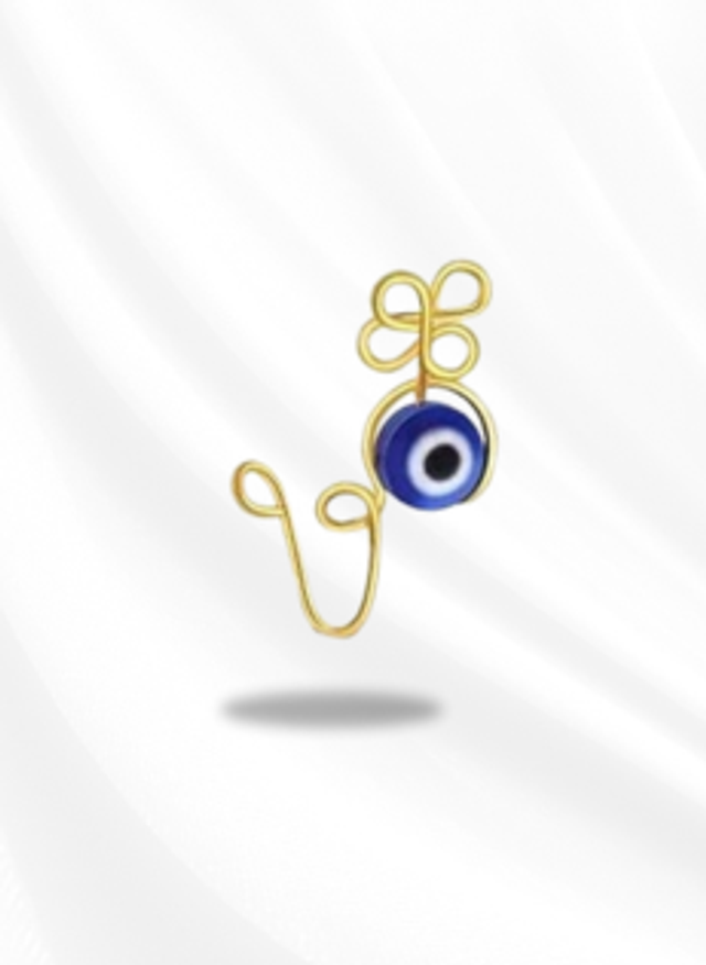 Faux piercing de nez Œil bleu doré