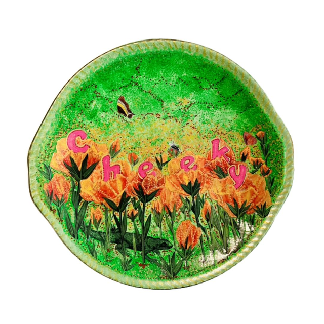 “Cheeky” Green Upcycled Wall Plate - House of Frisson