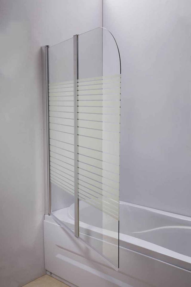 Duschabtrennung, 133x53cm/133x55cm, Links gestreift, Milchglas-gestreift