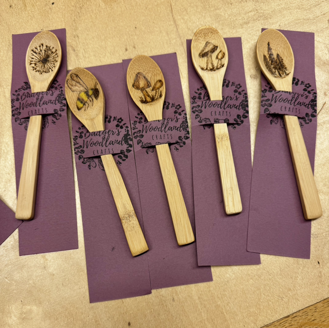 Handburned Wooden Spoons with Beautiful Nature Patterns  