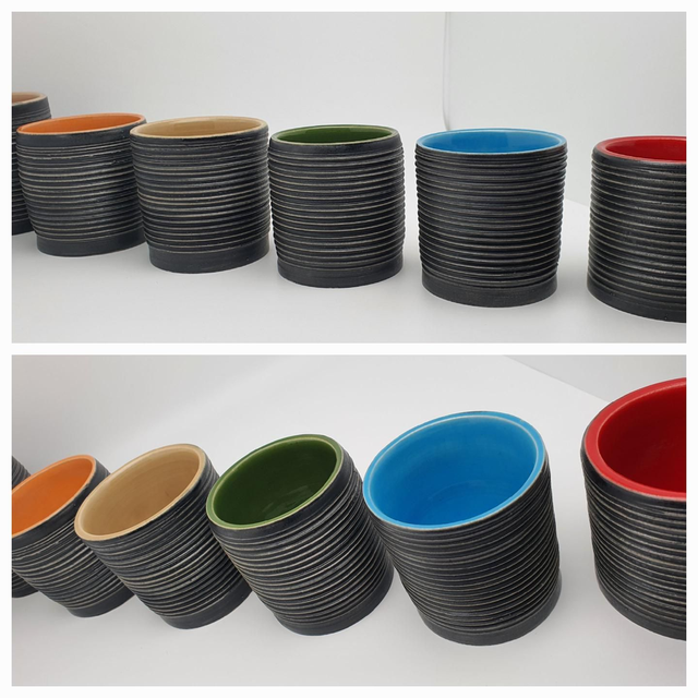 Ensemble de 6 tasses kfé en grès 