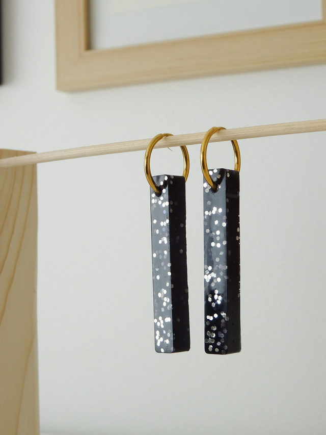 Barrette : Noir paillette champagne