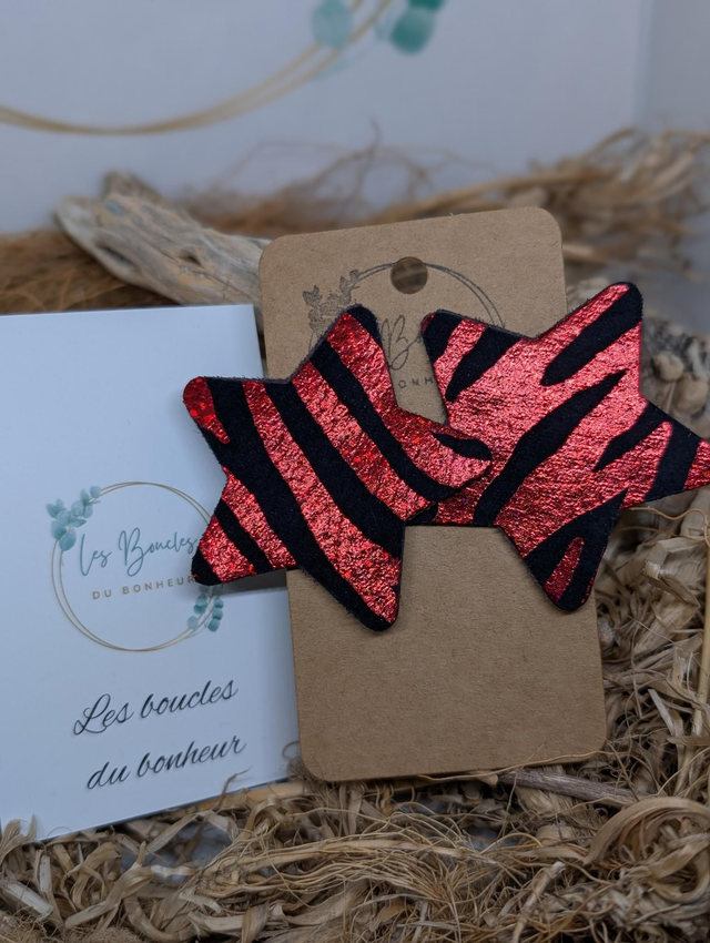 Boucles d&#039;oreilles Étoile zèbre rouge st062