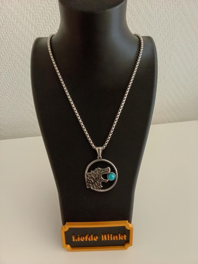 Heren ketting wolf zilver kleurig