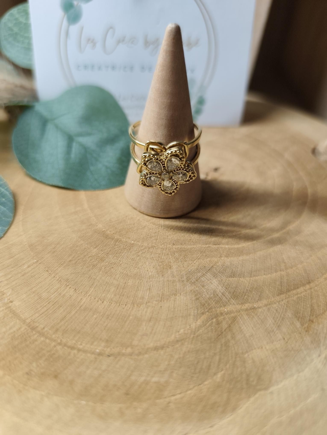 BAGUE ANTI STRESS FLEUR/ PIVOTANTE/ ACIER INOXY GOLD/ AJUSTABLE 0000315
