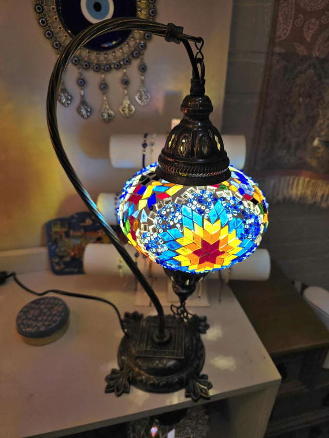 Large Mosaic Swanneck Table Lamp