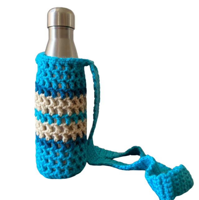 Porte gourde bleu et beige