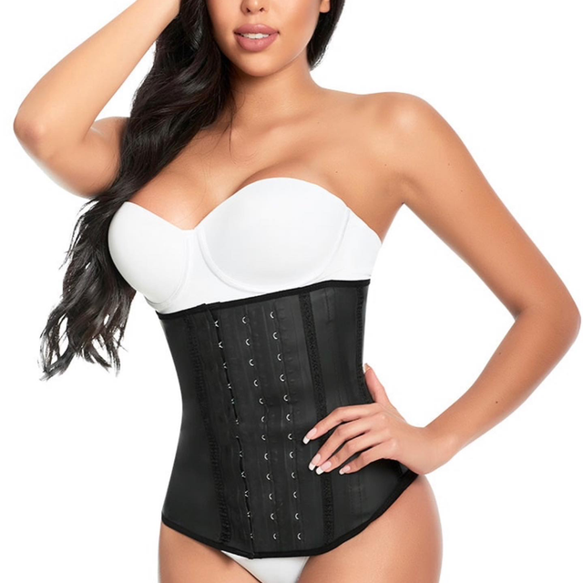 Gaine latex longue 3 rangée de crochets 