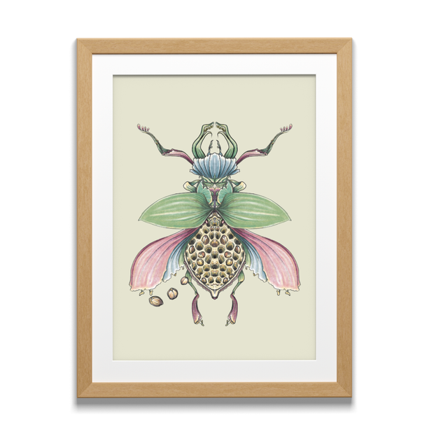 Art Print - Floral Bugs - Stag Beetle illustration