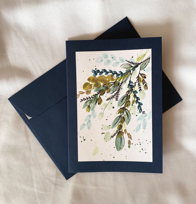 Doppelkarte - Blattspiel in blau