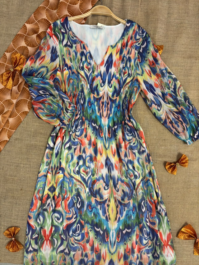 Robe Longue Imprimée Multicolore