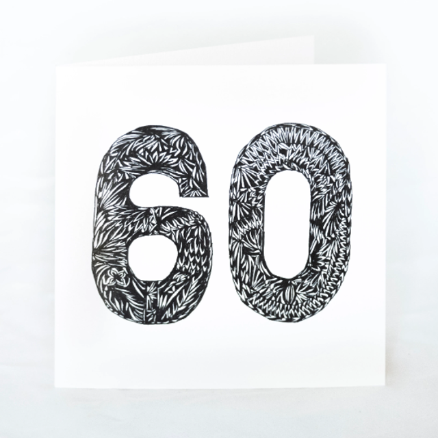 60th Ink Sketched Greeting Card 