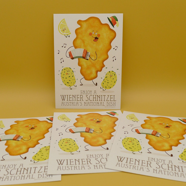 Postcard - Wiener Schnitzel - the blue bubble - A6     