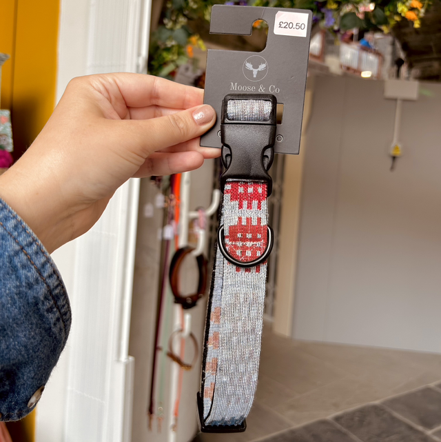 Moose &amp; Co Welsh Tapestry Design Dog Collar - Denim Rainbow - Large