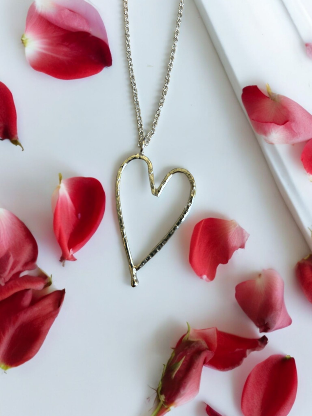 Heart pendant - large hammered heart