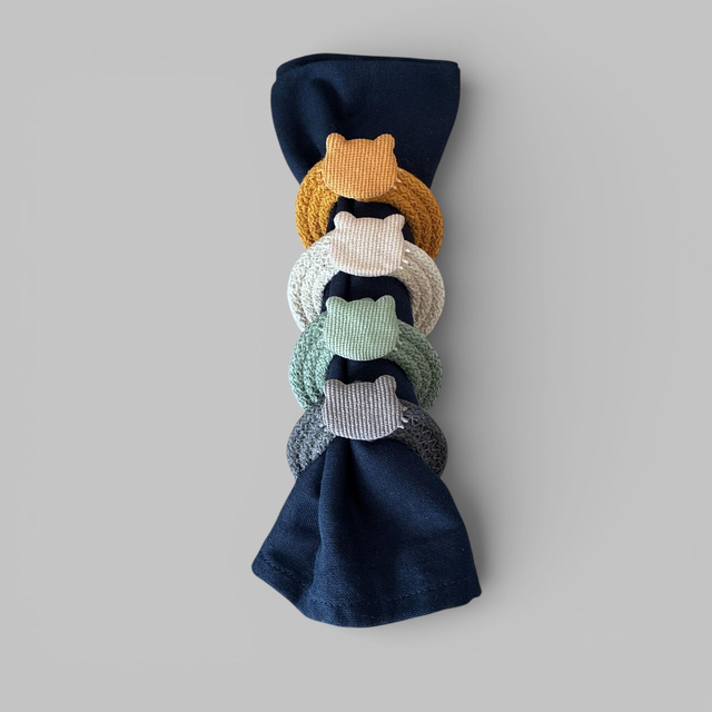 Assortiment de 4 ronds de serviette plats chat