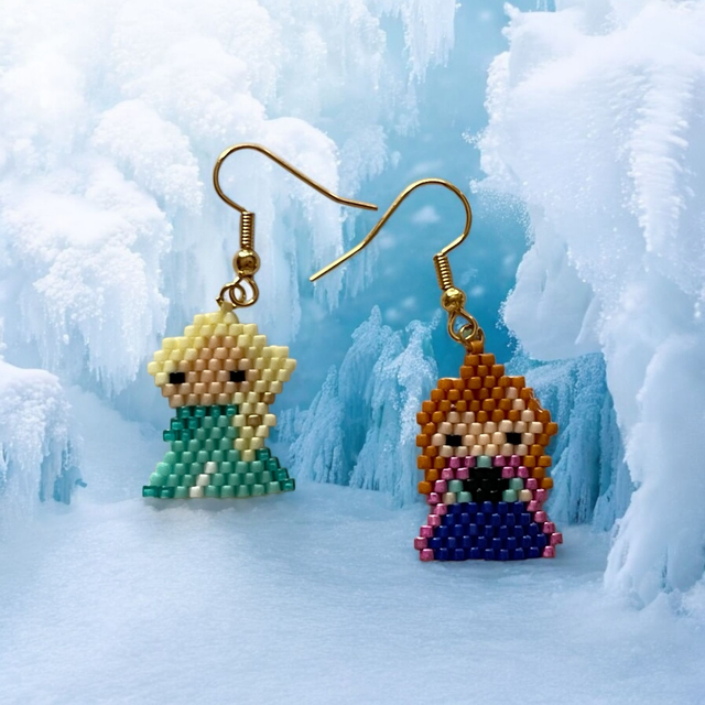 Boucles d'oreilles princesses Anna et Elsa