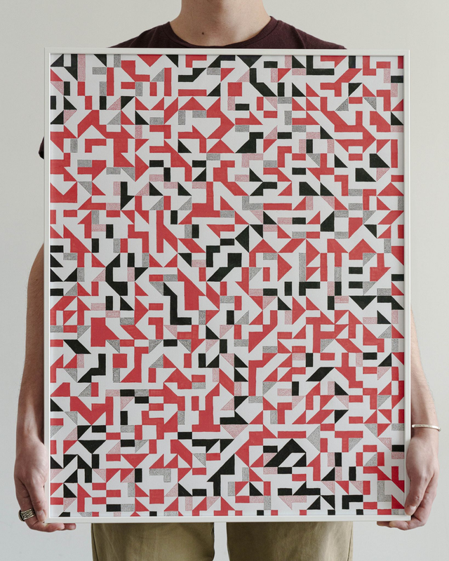 Peinture "Composition hasardeuse" - 65 x 50 cm