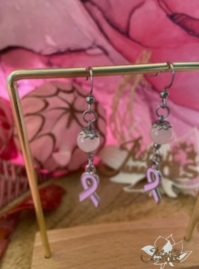 Boucles d’oreilles pendantes "Rayonnement Rose"