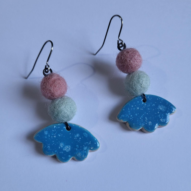 Felted Fishtail Drop Earrings