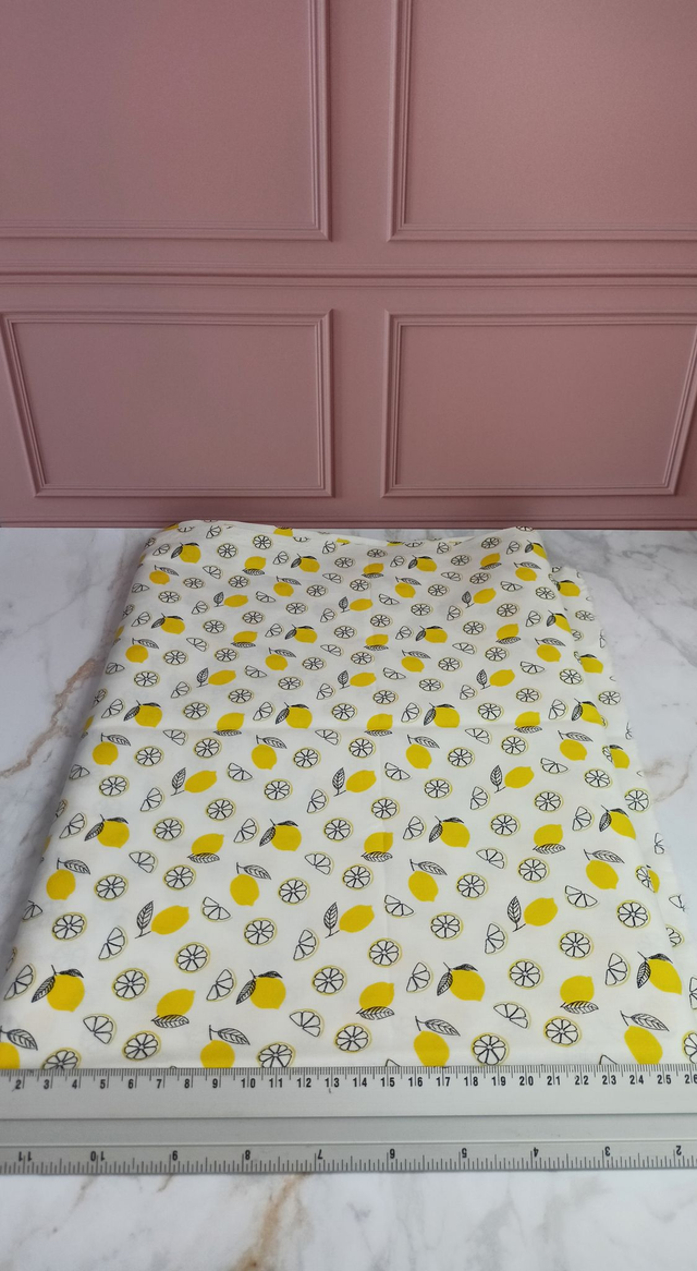 Tissu blanc/citron jaune