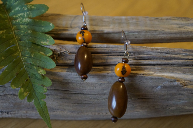 Graine double marron et orange - Sur Commande