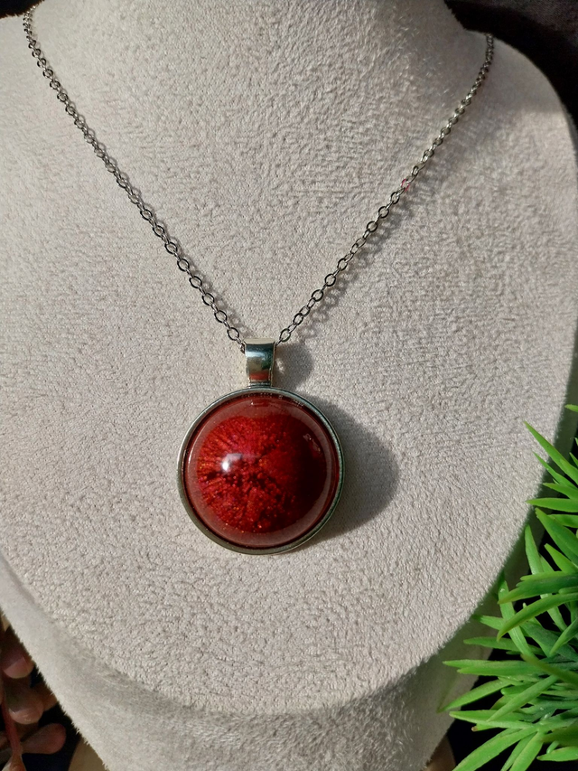 Collier rouge argenté "Nova"