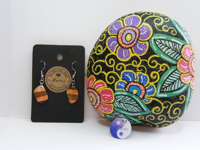 Rectangle arrondi Rayé Marron/Café