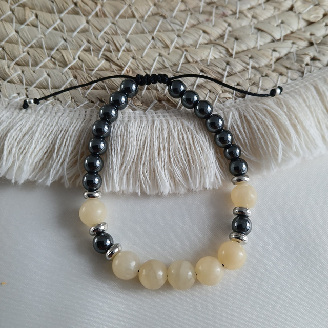 Dames armband Calciet en Hematiet (1.030)