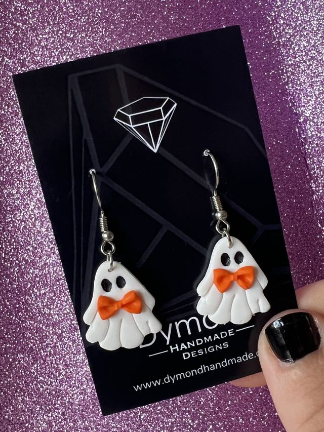 Halloween earrings - ghosts with bow ties