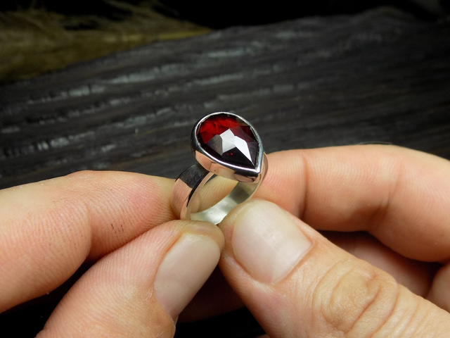 NOCTURNE-Bague Argent&Grenat Almandin