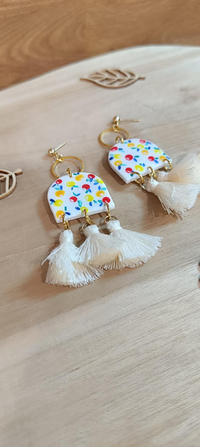 Boucles d&#039;oreilles - Fruits pompons