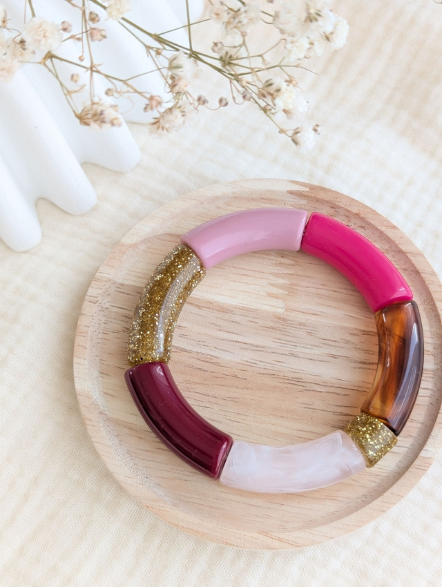 Bracelet jonc Mona fushia bordeaux glitter