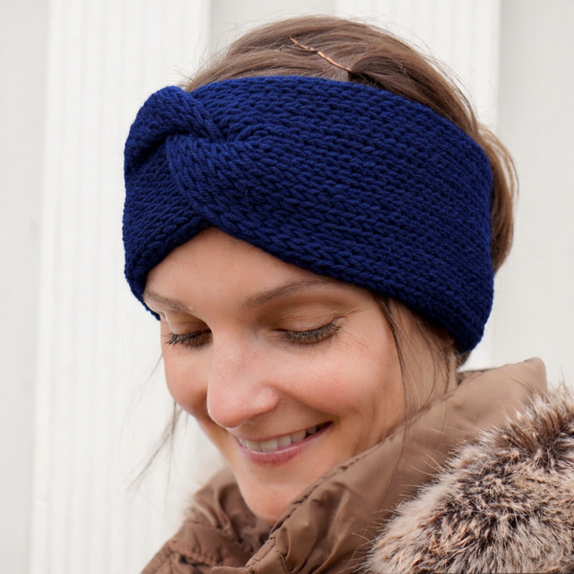 Stirnband gestrickt, doppellagig