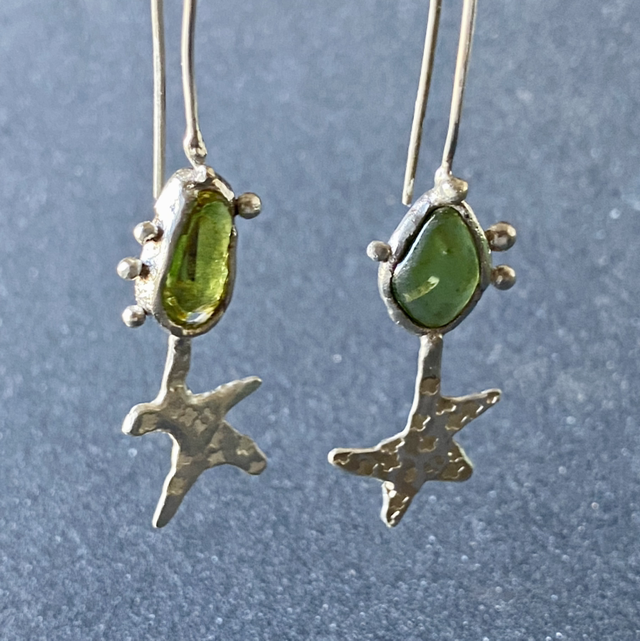 Boucles d’oreilles Etoiles de mer et verre de plage
