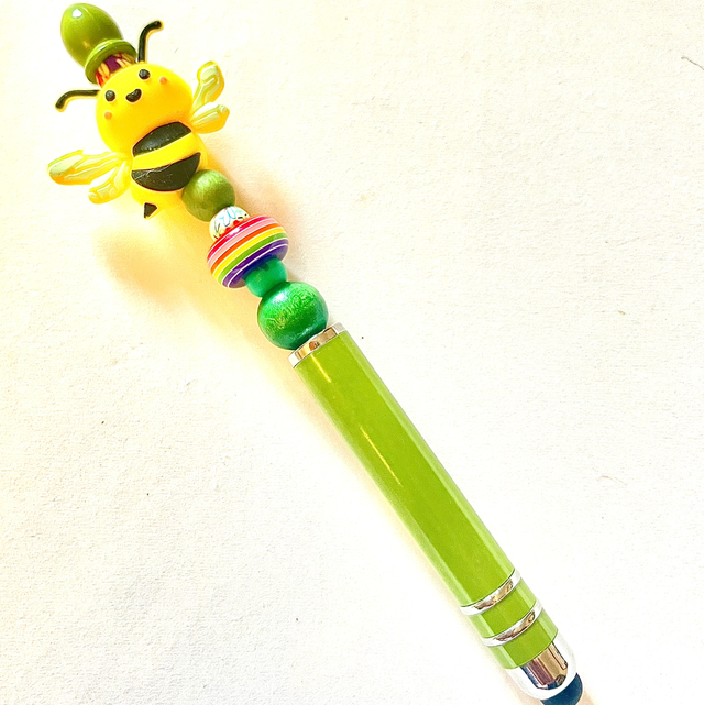 S41 - Stylo à perles et perle abeille 