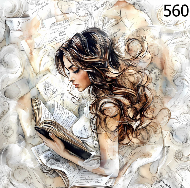 Panneau book girl 2  en velours - 30x30cm 